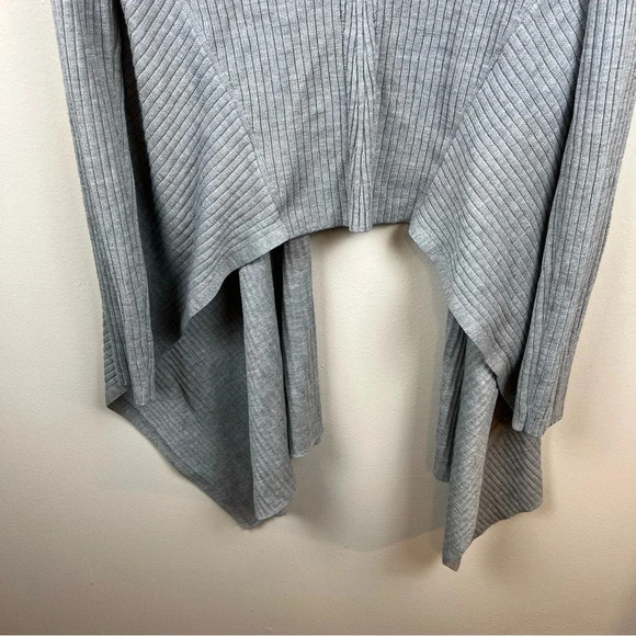 Athleta Solstice Wrap Cardigan Sweater Small Gray Merino Wool Ribbed Draped - Picture 8 of 10